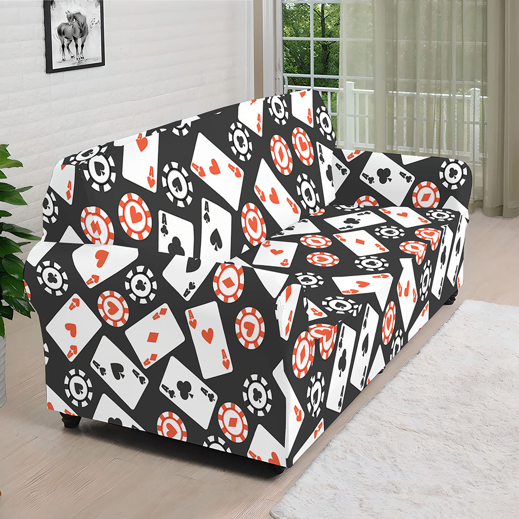 Casino Chip And Card Pattern Print Sofa Cover
