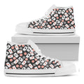 Casino Chip And Card Pattern Print White High Top Sneakers