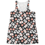 Casino Chip And Card Pattern Print Women's Racerback Tank Top