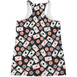 Casino Chip And Card Pattern Print Women's Racerback Tank Top