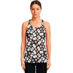 Casino Chip And Card Pattern Print Women's Racerback Tank Top
