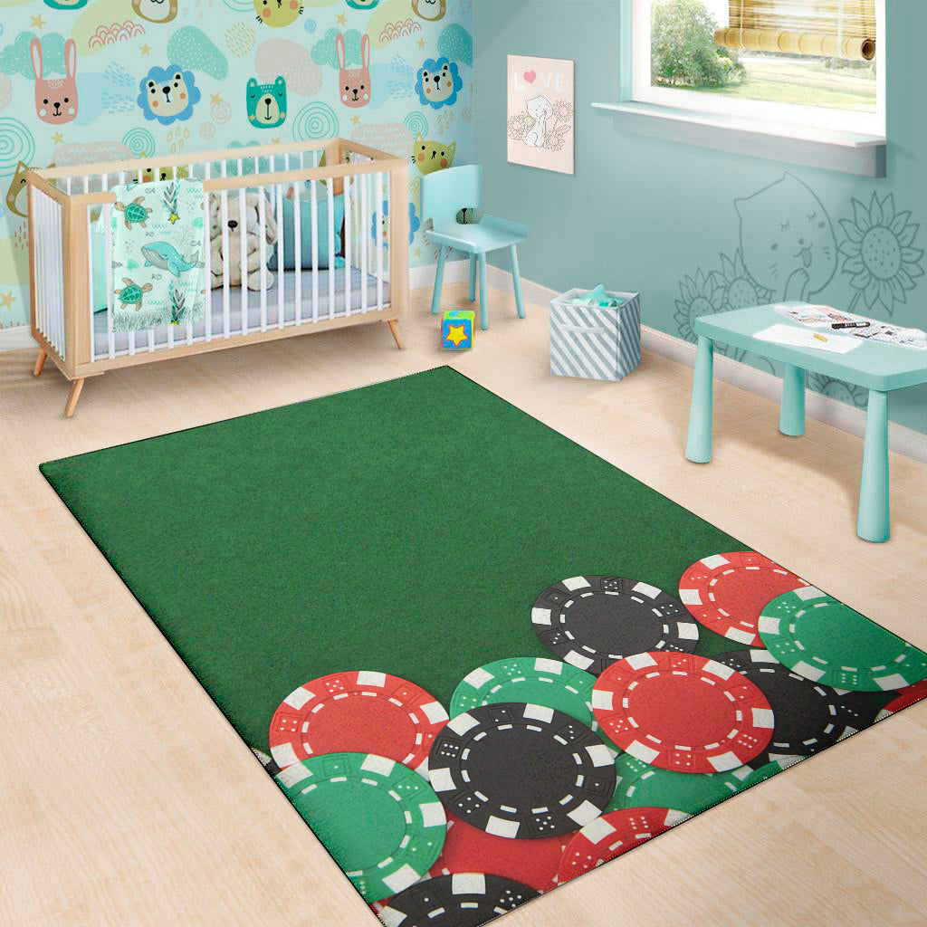 Casino Poker Chips Print Area Rug
