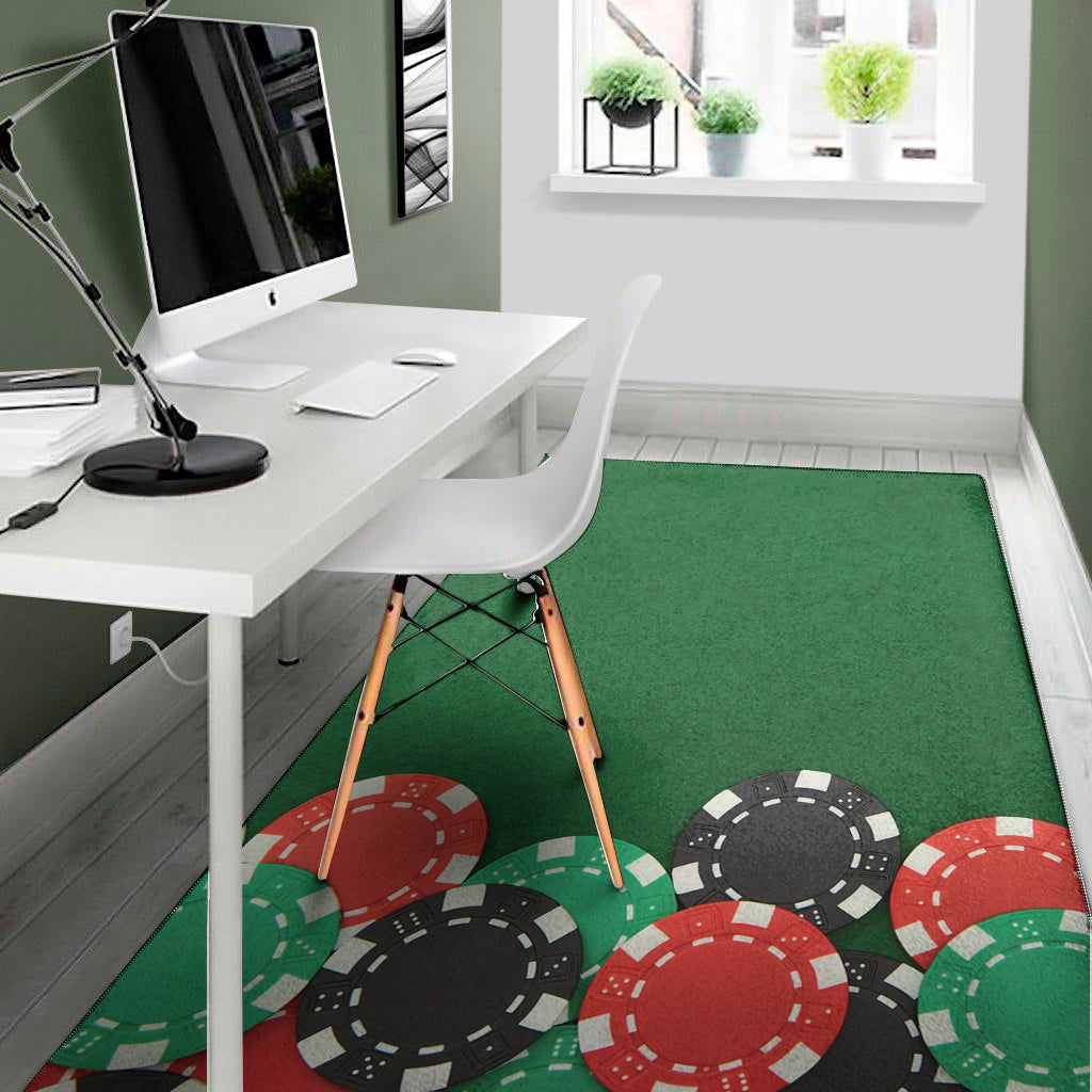 Casino Poker Chips Print Area Rug
