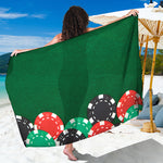 Casino Poker Chips Print Beach Sarong Wrap