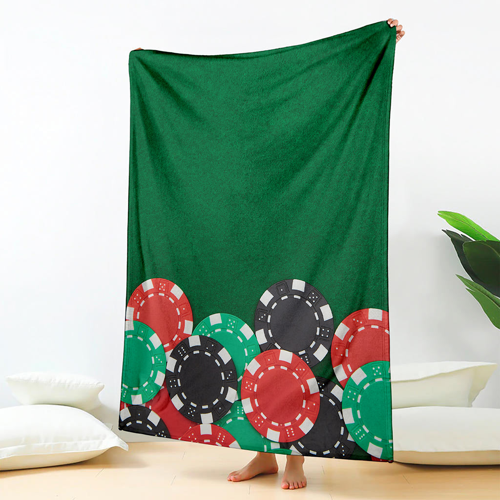 Casino Poker Chips Print Blanket