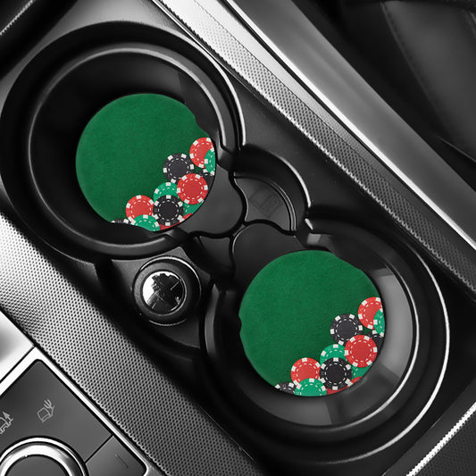 Casino Poker Chips Print Car Coasters