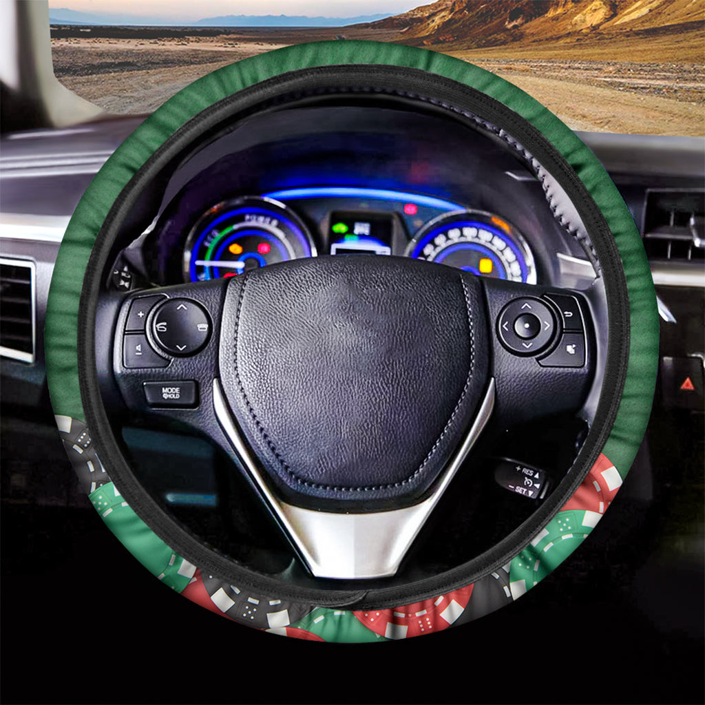 Casino Poker Chips Print Car Steering Wheel Cover