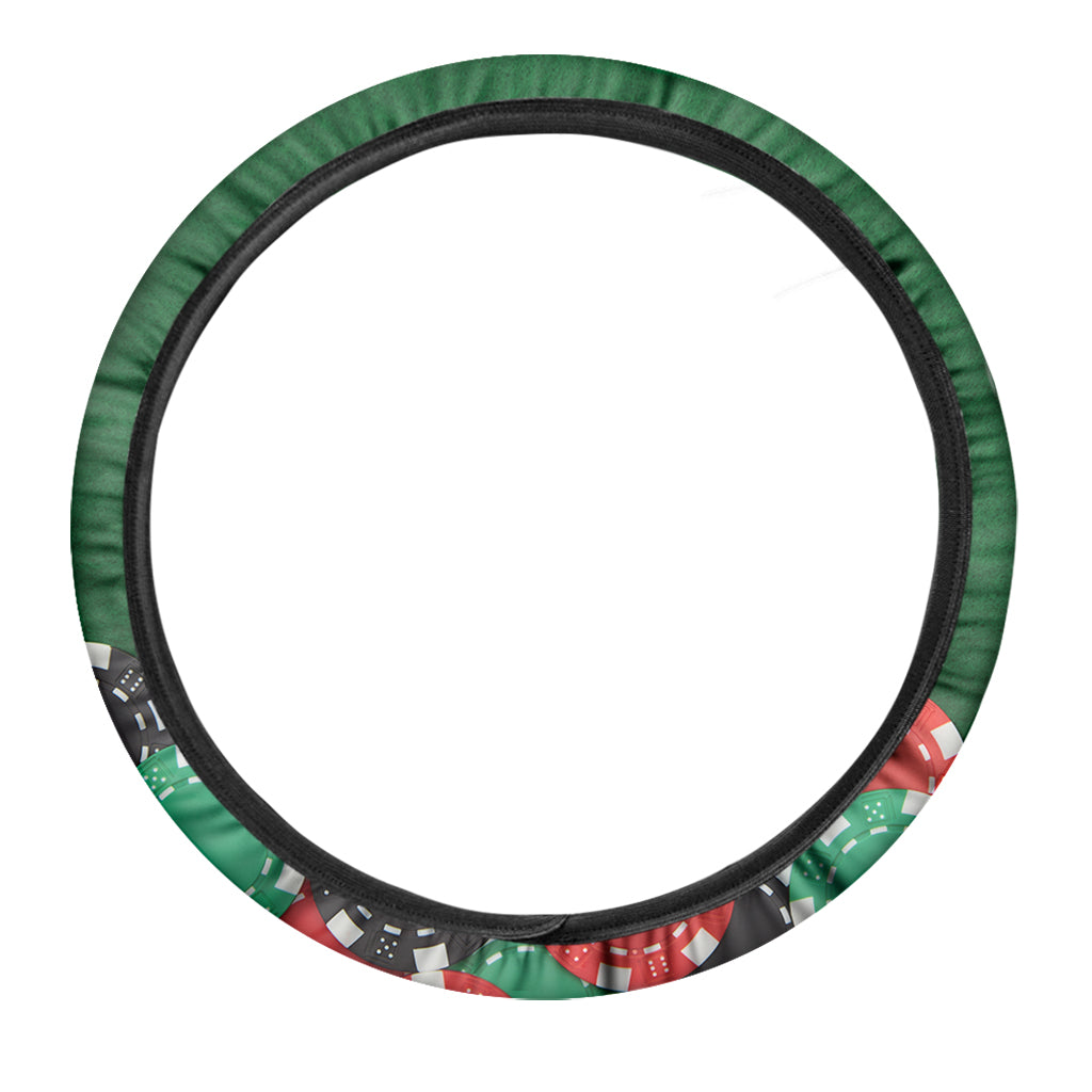 Casino Poker Chips Print Car Steering Wheel Cover