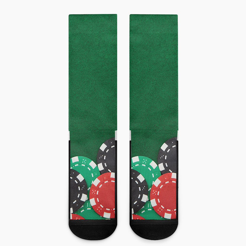 Casino Poker Chips Print Crew Socks