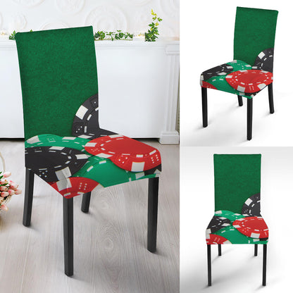 Casino Poker Chips Print Dining Chair Slipcover