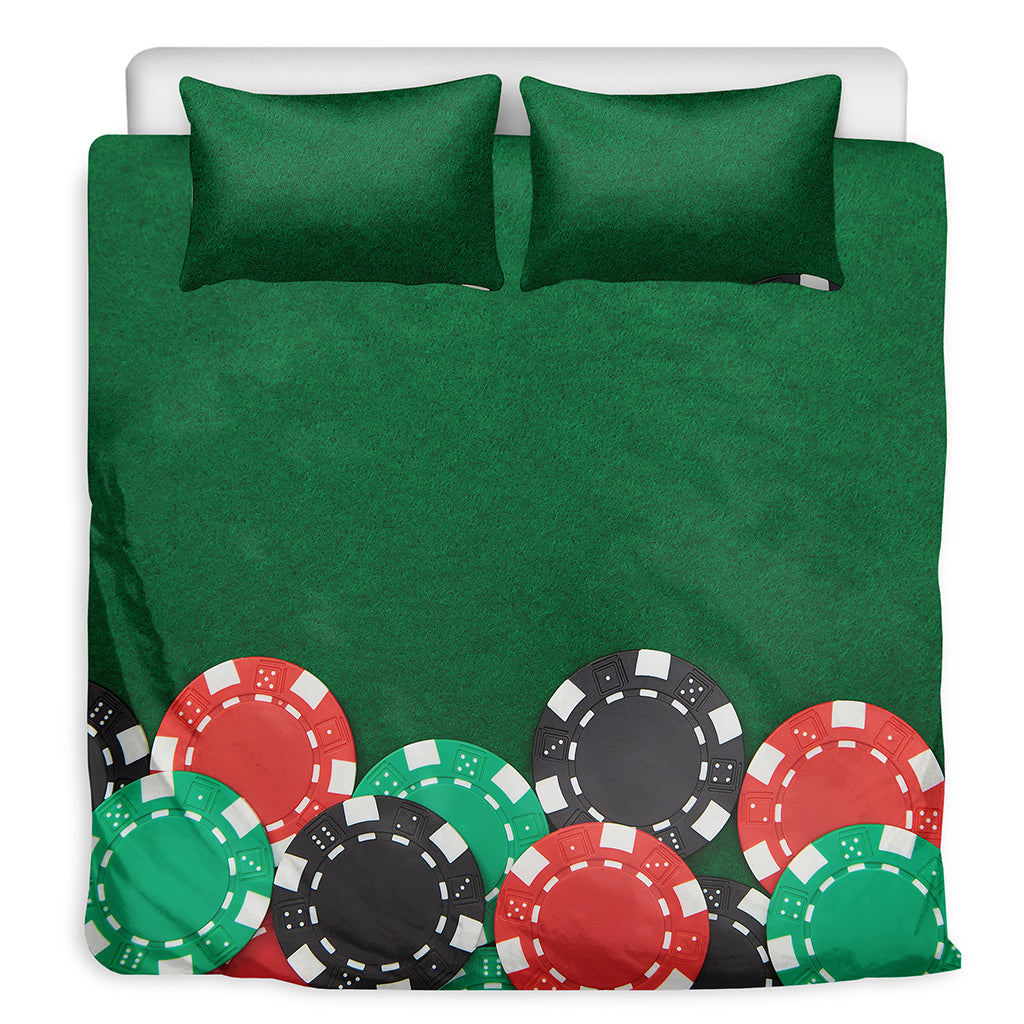 Casino Poker Chips Print Duvet Cover Bedding Set