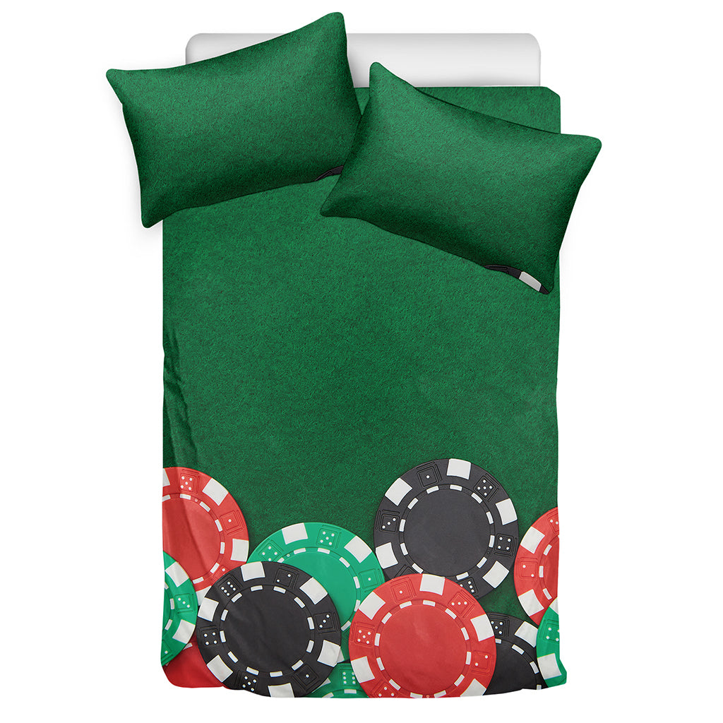 Casino Poker Chips Print Duvet Cover Bedding Set