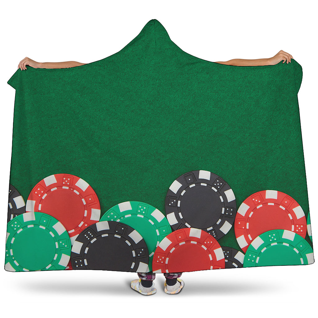 Casino Poker Chips Print Hooded Blanket