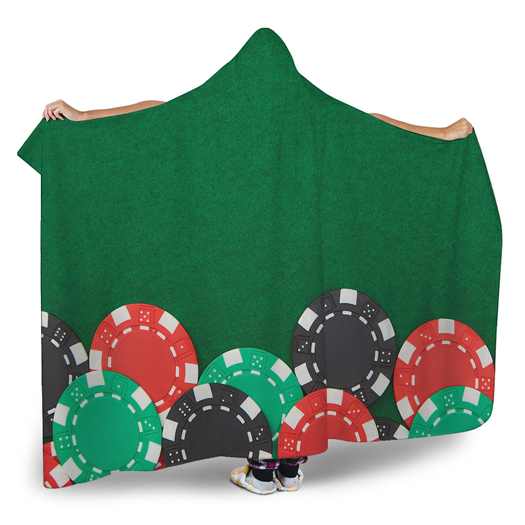Casino Poker Chips Print Hooded Blanket