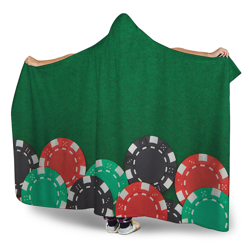 Casino Poker Chips Print Hooded Blanket