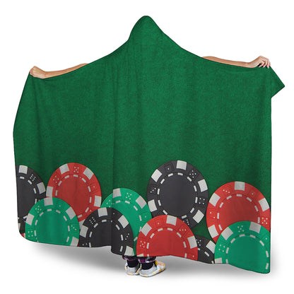 Casino Poker Chips Print Hooded Blanket