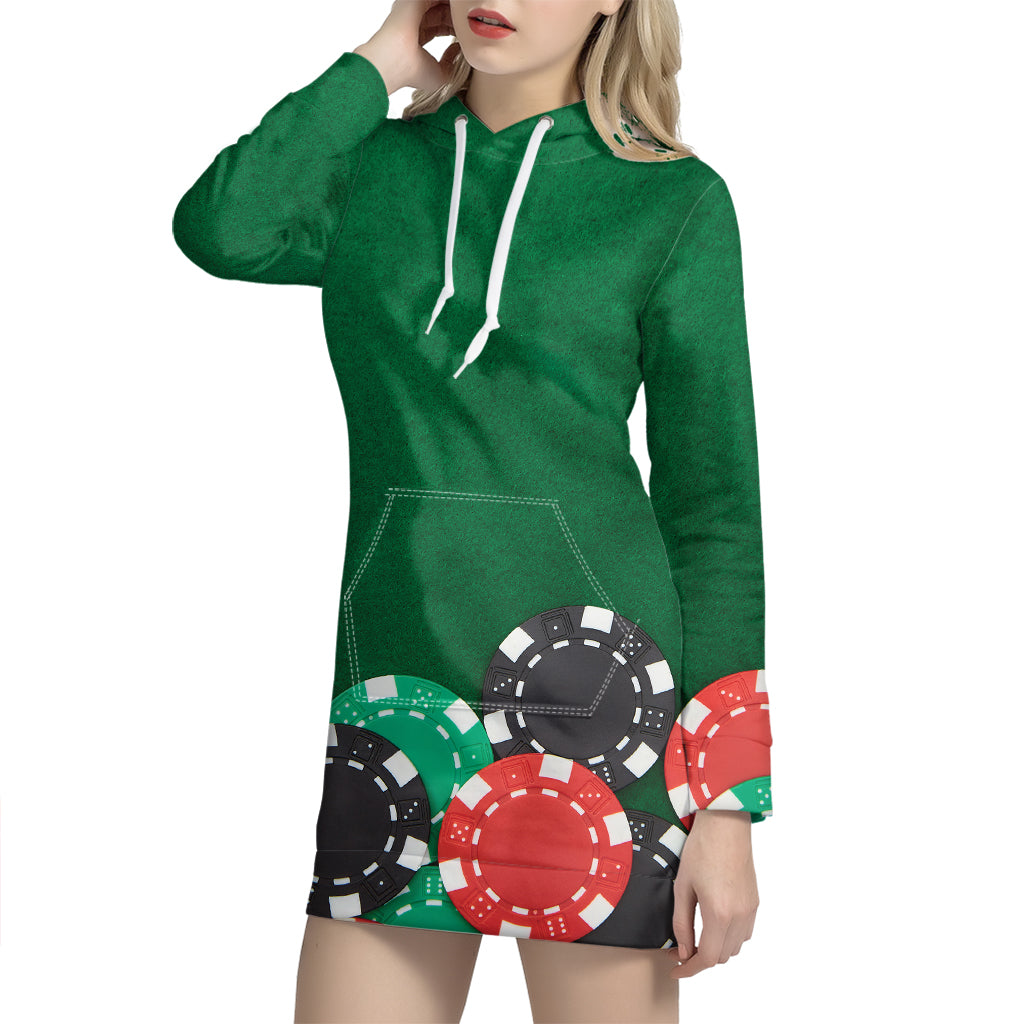 Casino Poker Chips Print Hoodie Dress
