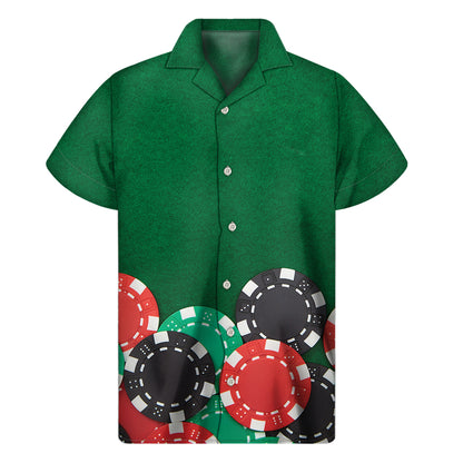 Casino Poker Chips Print Men's Short Sleeve Shirt