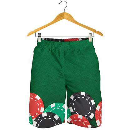 Casino Poker Chips Print Men's Shorts