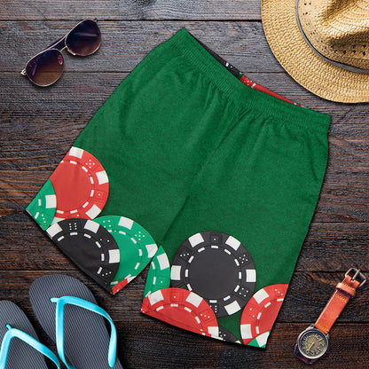 Casino Poker Chips Print Men's Shorts