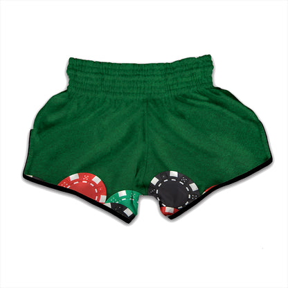 Casino Poker Chips Print Muay Thai Boxing Shorts
