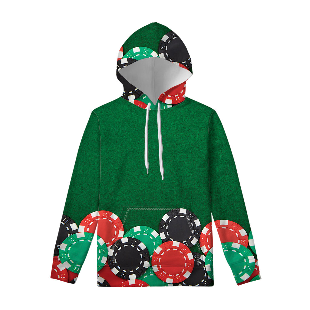 Casino Poker Chips Print Pullover Hoodie
