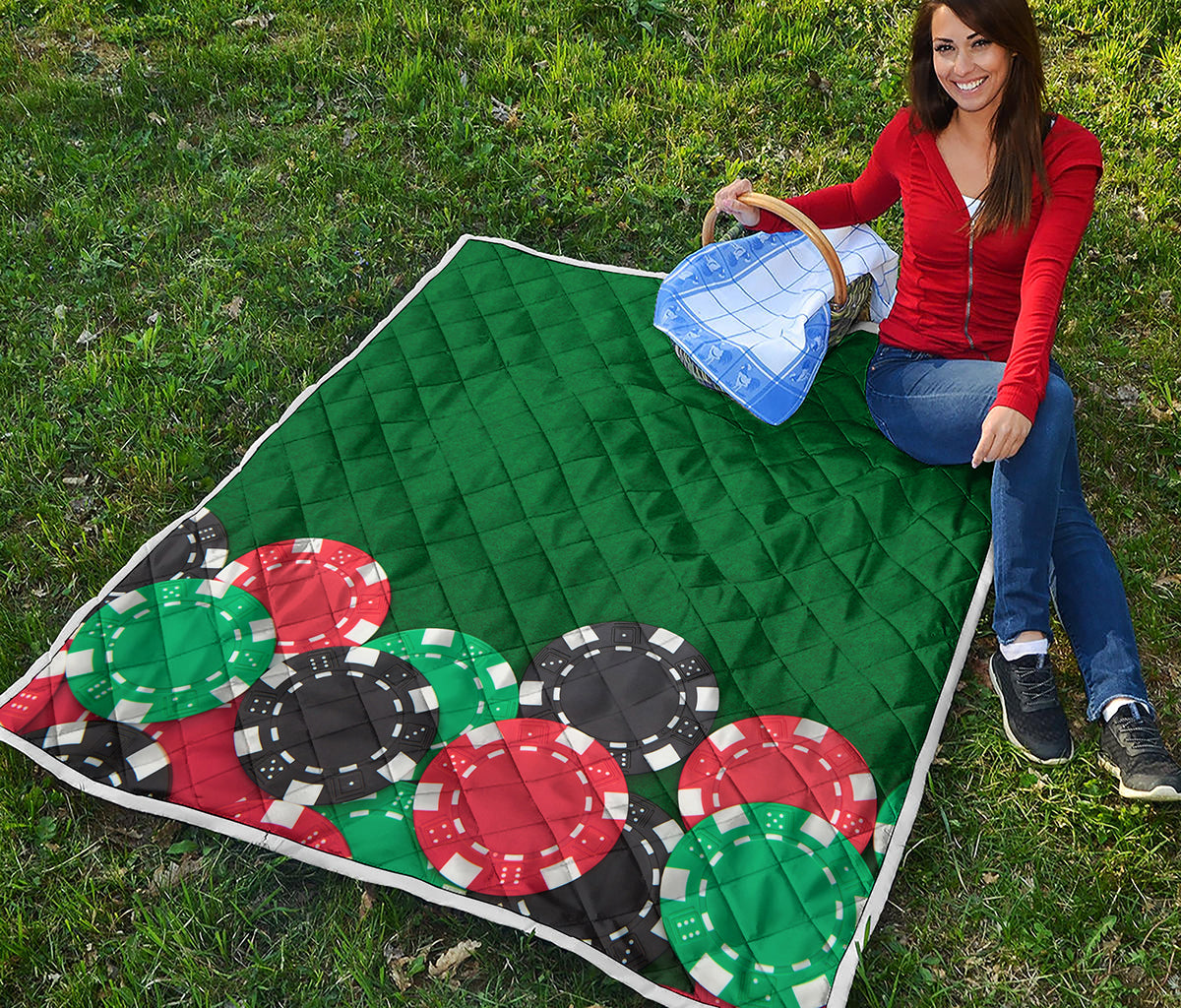Casino Poker Chips Print Quilt