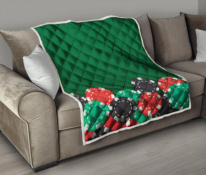 Casino Poker Chips Print Quilt