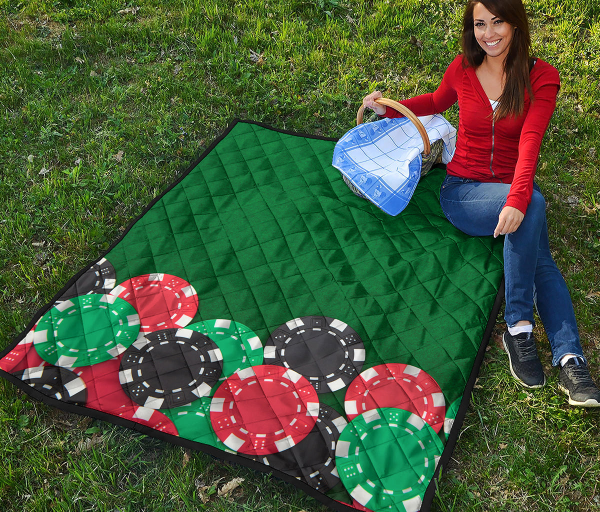 Casino Poker Chips Print Quilt
