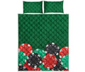 Casino Poker Chips Print Quilt Bed Set