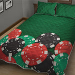 Casino Poker Chips Print Quilt Bed Set