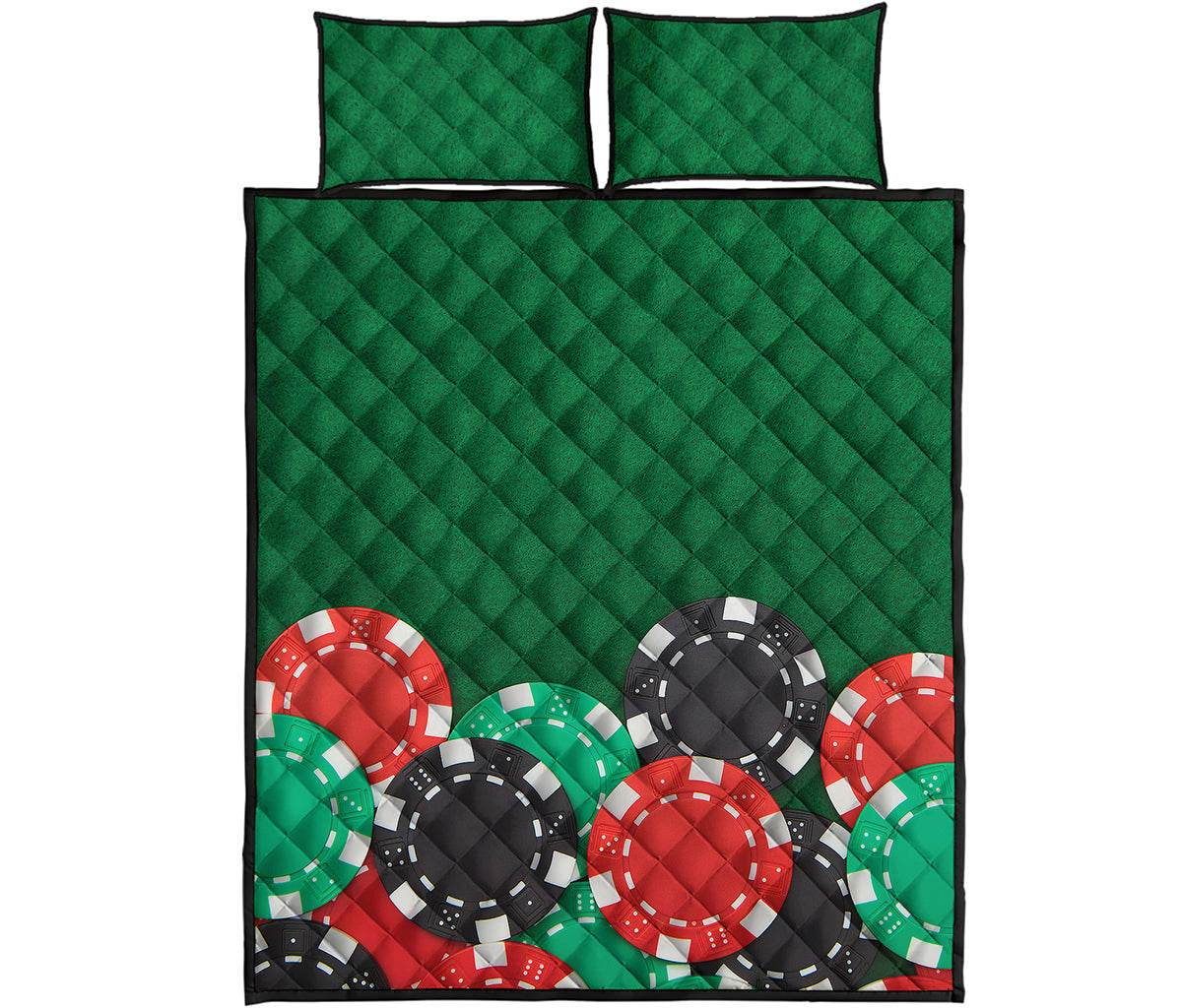 Casino Poker Chips Print Quilt Bed Set