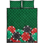 Casino Poker Chips Print Quilt Bed Set