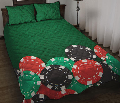 Casino Poker Chips Print Quilt Bed Set