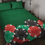Casino Poker Chips Print Quilt Bed Set