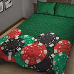 Casino Poker Chips Print Quilt Bed Set
