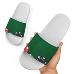 Casino Poker Chips Print White Slide Sandals