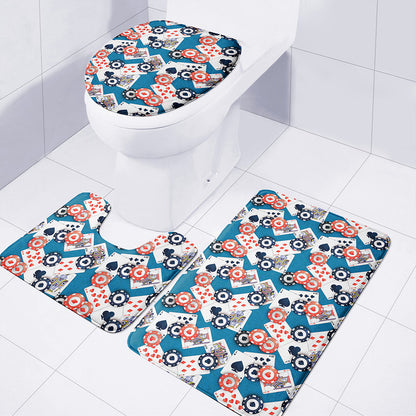 Casino Poker Pattern Print 3 Piece Bath Mat Set