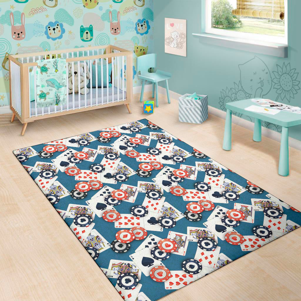 Casino Poker Pattern Print Area Rug