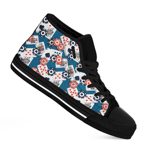 Casino Poker Pattern Print Black High Top Shoes