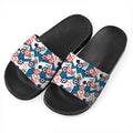 Casino Poker Pattern Print Black Slide Sandals