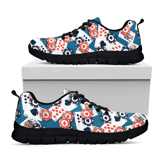 Casino Poker Pattern Print Black Sneakers