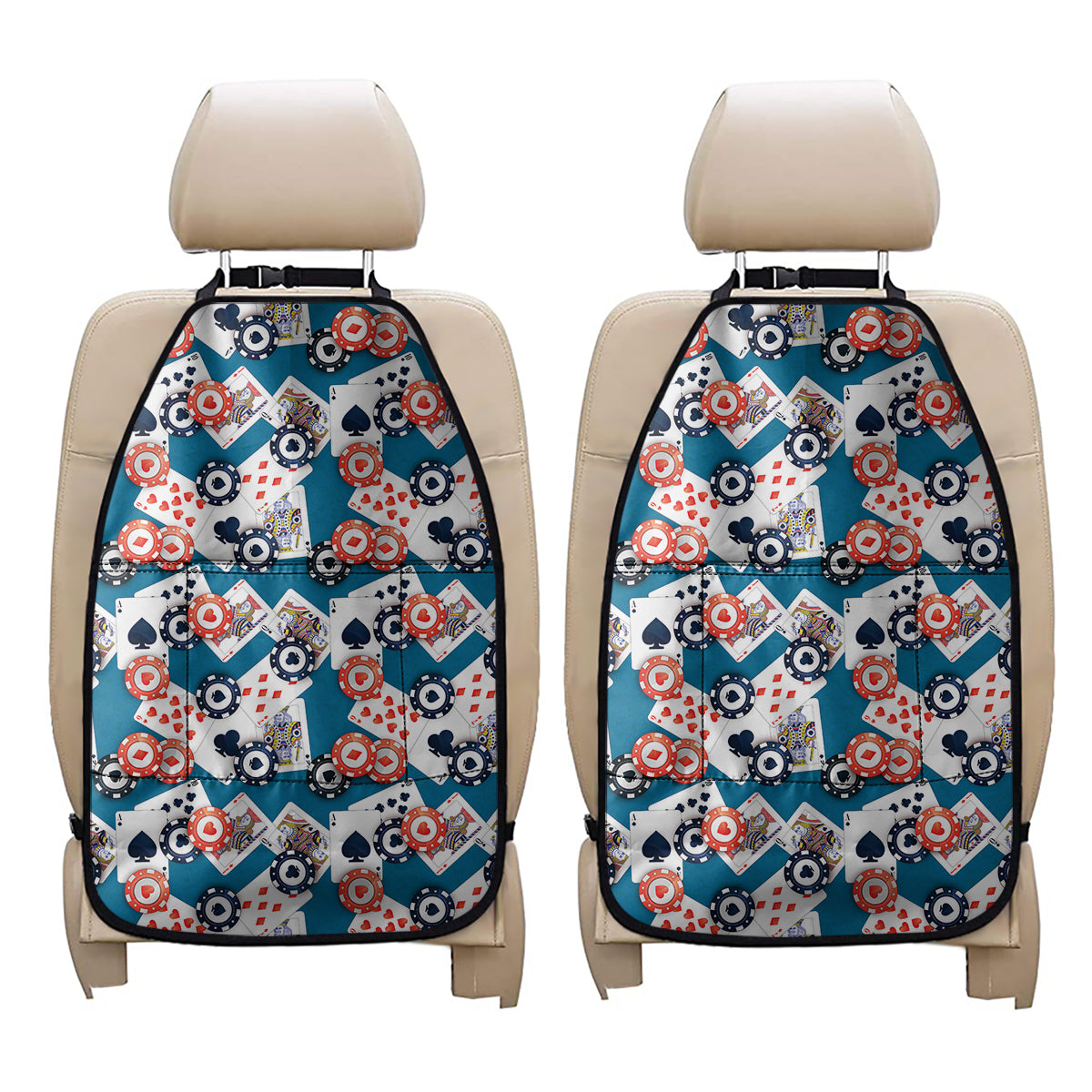 Casino Poker Pattern Print Car Seat Organizers