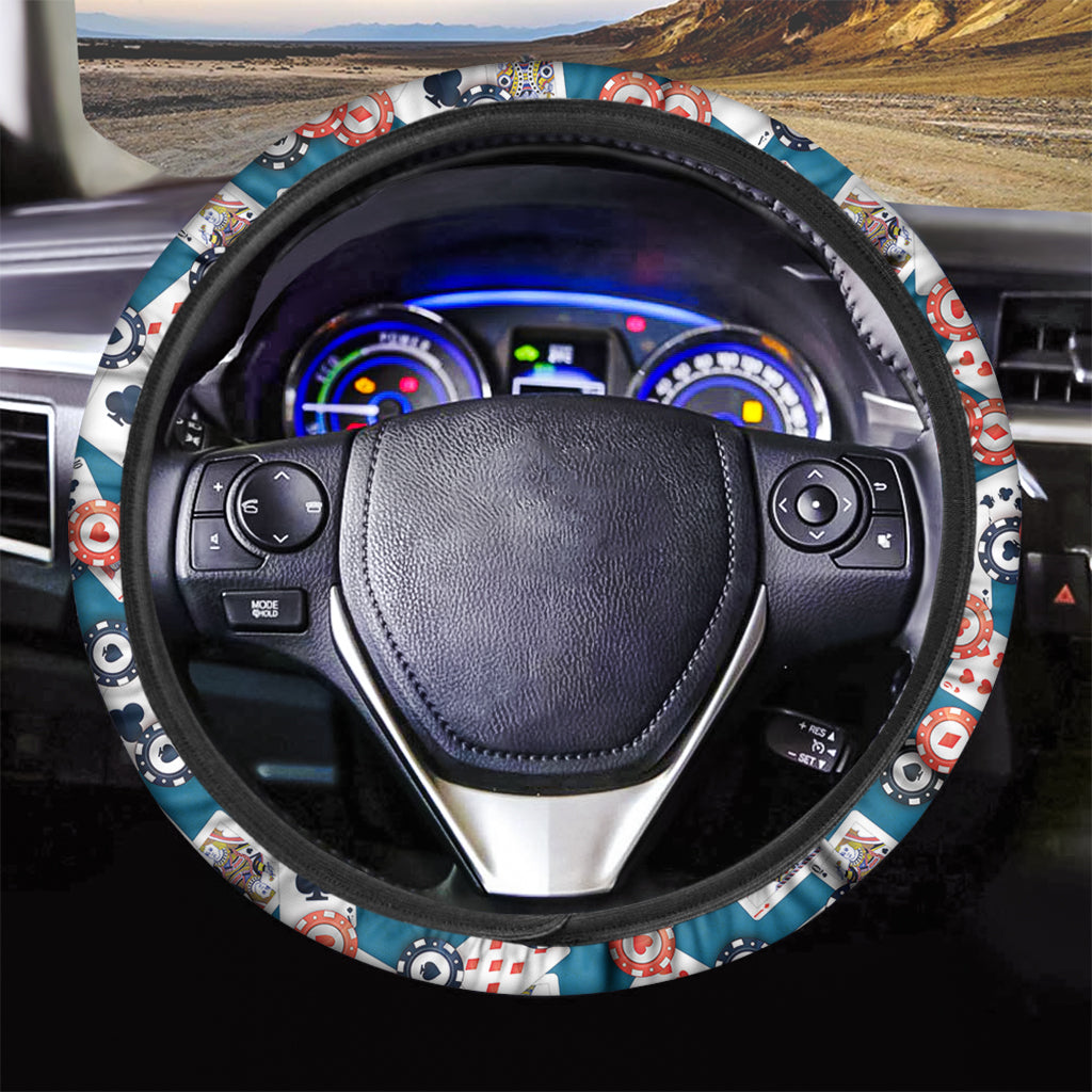 Casino Poker Pattern Print Car Steering Wheel Cover