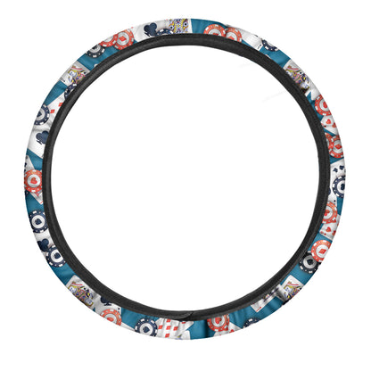 Casino Poker Pattern Print Car Steering Wheel Cover