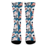 Casino Poker Pattern Print Crew Socks