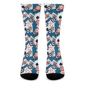 Casino Poker Pattern Print Crew Socks