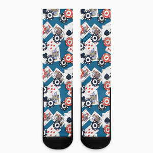 Casino Poker Pattern Print Crew Socks