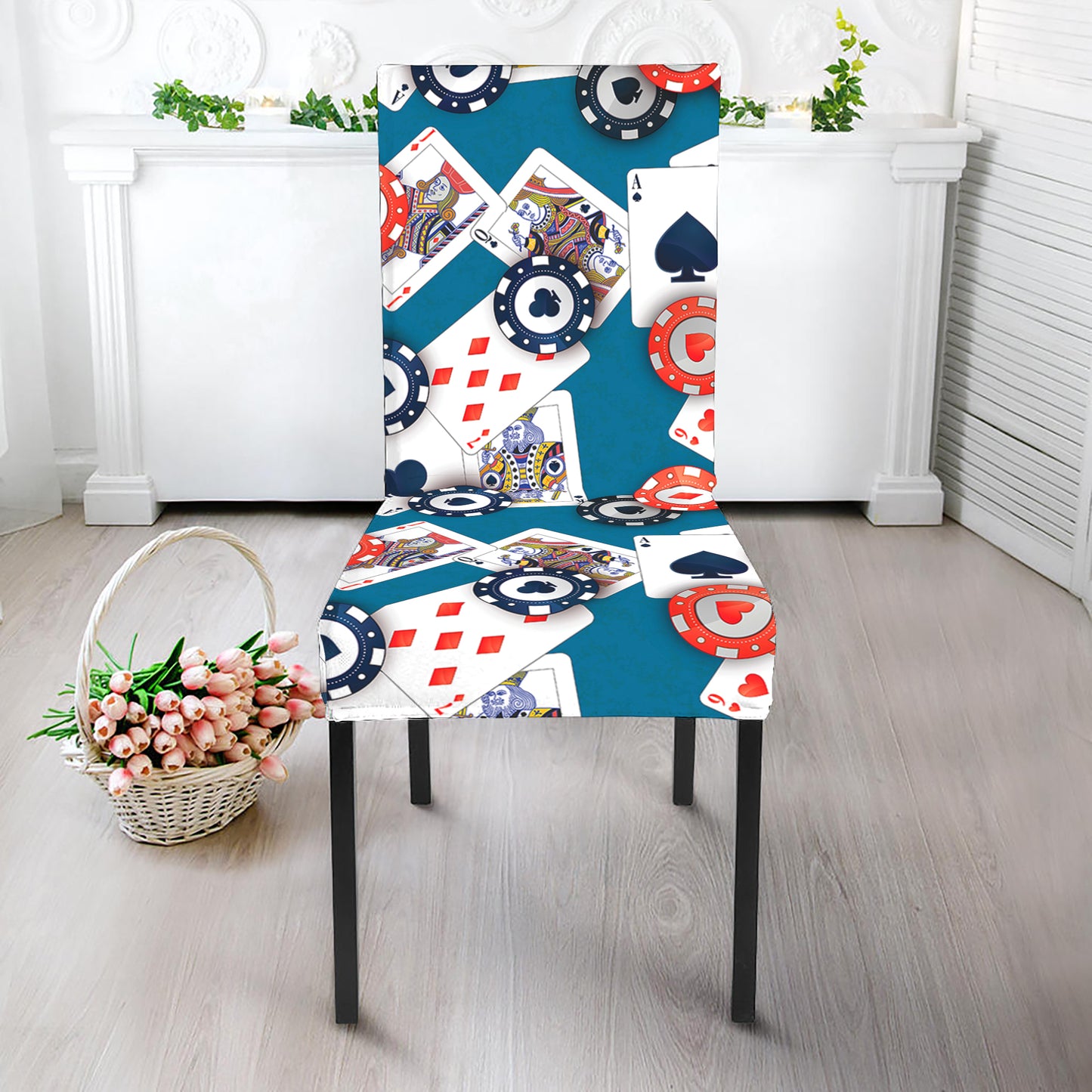 Casino Poker Pattern Print Dining Chair Slipcover