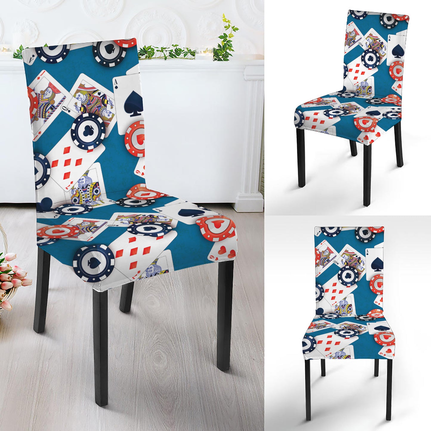 Casino Poker Pattern Print Dining Chair Slipcover